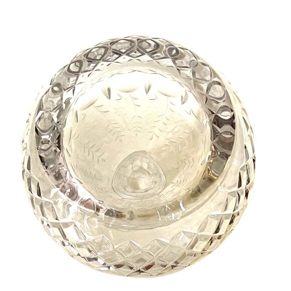 Vintage Cut Crystal Decanter and Stopper Etched Fruit Vine Floral Pattern 14\